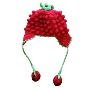 Knitted strawberry hat‎